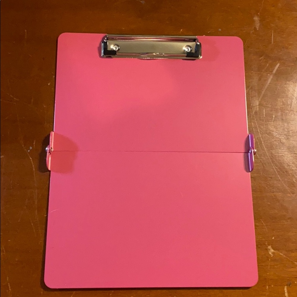 Pink Clipboard Folder with Storage Clips